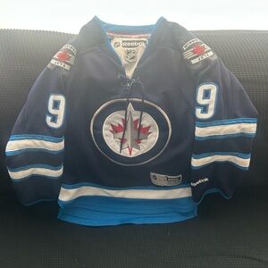 Reebok Navy and White Hockey Jersey